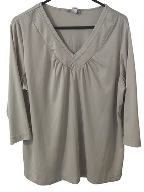 Blair Cream 3/4 Sleeve V Neck Minimalist Spring Summer Women’s Size XL Blouse